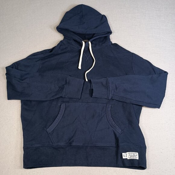 Polo Ralph Lauren Mens Large Blue Polo RL 67 Front Pockets Pullover Hoodie - Picture 1 of 5